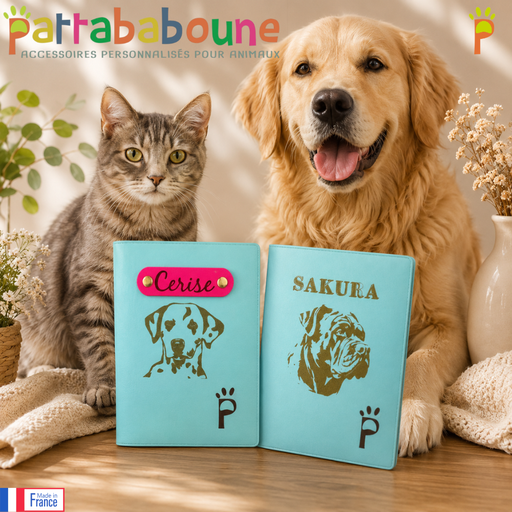 Protège carnet de santé personnalisé pour chien et chat - Fabriqué en France