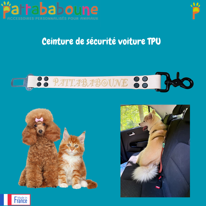 Ceinture de sécurité voiture pour chien et chat personnalisée en TPU 25 mm