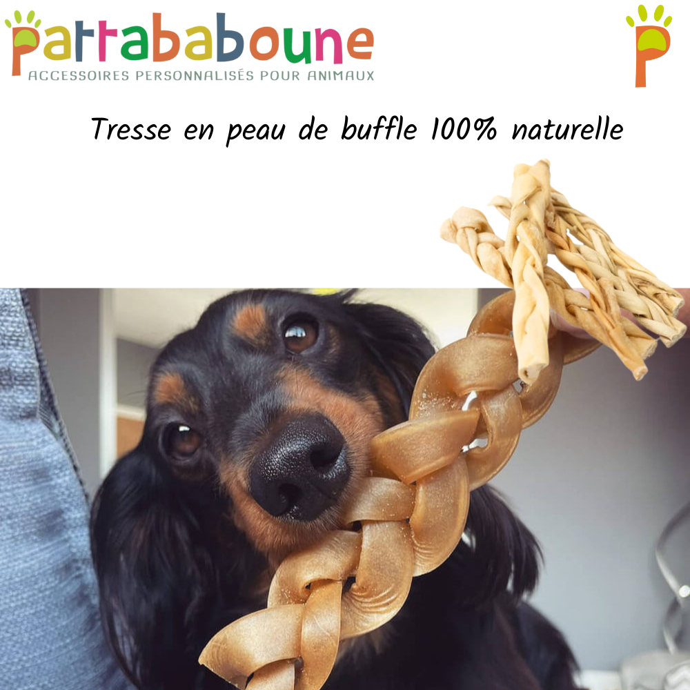 Tresse en peau de buffle 100 % naturelle